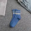 Calcetines Deportivos Casuales de Media Pantorrilla para Primavera y Verano, Calcetines Cortos Rayados de Bloques de Color, Calcetines Versátiles Modernos y de Moda para Hombres y Mujeres