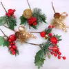 Decoraciones Navideñas Transfronterizas Cadena de Bayas Rojas Hojas de Pino Piñas Ramas Cortas Arreglo Floral Ramo Navideño Corona Accesorios para Fotos