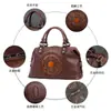Bolsa de Mão Embossada em Couro Genuíno Retrô, Bolsa Artesanal Personalizada em Couro Bovino de Primeira Camada, Bolsa Transversal de Ombro Feminina Personalizada