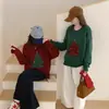 Suéter Pulôver Vermelho Árvore de Natal para Mulheres, Novo para Outono/Inverno 2026, Gola Redonda, Transfronteiriço, Top Feminino Solto e Casual