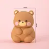 Día de San Valentín Chino Plástico Blando Postura Sentada Oso Azul y Rosa Decoración de Pastel Tarjeta de Corazón de Amor Decoración de Postre para Pareja