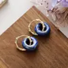 Pendientes de Aro de Cristal de Piedra Natural Europea y Americana de Alta Calidad, Pendientes de Moda para el Trabajo, Pendientes de Acero Inoxidable, Joyería