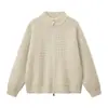 Nuevo suéter casual de moda estilo lujo ligero old money con cuello alto y cremallera, cárdigan de punto de manga larga para hombre