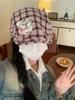Gorro de pintor con lengua puntiaguda y boina con bordado de cachorro de niña dulce a cuadros japoneses Y2g primavera 2024