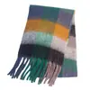 Novo Cachecol Ac-Style Outono e Inverno para Mulheres, Xale Grosso Xadrez Dupla Face com Padrão Colorido de Quatro Quadros