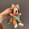 Llavero con colgante de perro de mano de otoño e invierno, bolso, suéter, muñeco de peluche de lana de dibujos animados