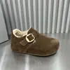 Zapatos de Algodón Birkenstock con Forro de Felpa, sin Cierre, Suela Gruesa para Mujer 2025 Nueva Moda Otoño e Invierno, Versátiles y Cómodos, Zapatos de Algodón Retro para Mujer