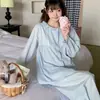 Novo Conjunto de Pijama de Algodão de Verão para Mulheres Doce Fofo com Acabamento de Renda Fino Respirável Manga Longa Roupa de Casa