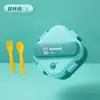 Fiambrera para Bebé con Tapa, Tazón Dividido para Comida de Bebé, Caja para Comer para Niños con Tenedor y Cuchara, Portátil de Grado Alimenticio