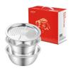 Bacia de aço inoxidável de duas peças bacia de cornucópia conjunto de aplainamento prato lavatório de seguro banco de abertura vermelho prático presente Bacia