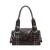 Bolsa transversal pequena quadrada texturizada da moda para mulheres, novo modelo de outono 2026, bolsa de ombro de cor sólida com tachas, bolsa de axila para o dia a dia