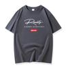 Camiseta de manga corta de algodón grueso de 220 g para hombre y mujer, de verano, holgada, de media manga, de talla grande, moderna, informal, con cuello redondo para estudiantes.