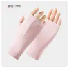 Luvas de Seda de Gelo de Nylon Meio Dedo Proteção Solar Feminina Dedo Vazado Anti-UV Ciclismo ao Ar Livre Respirável Manicure Luvas UPF50+