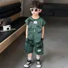 Conjunto de Chaleco de Verano para Niños 26 Nuevo Elegante Bebé Delgado de Manga Corta Conjunto de Dos Piezas Moderno Fresco Ropa Infantil de Dibujos Animados