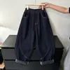 Pantalones vaqueros con forro de felpa para niños medianos y mayores, Pantalones tipo zanahoria con cintura elástica, Calidez engrosada para otoño e invierno, Pantalones vaqueros largos para niños con corte de tijera