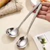 Cuchara para Servir Arroz de Acero Inoxidable 304 para Uso Doméstico, Espátula para Dividir Alimentos, Cuchara para Sopa de Buffet, Cuchara Larga para Servir Alimentos con Textura Martillada para Restaurante
