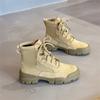 Sapatos de Lona 2025 Nova Moda Botas Femininas Inverno Cano Alto Casal Botas Curtas Estilo Britânico Casual Botas Martin Masculinas