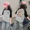Camiseta de Verano para Niña de Manga Corta 100% Algodón Nuevo Estilo 2026 Camiseta Fina de Verano con Media Manga para Niños Niñas t