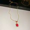 Set de Pulsera, Pendientes y Collar de Zirconia con Baño de Oro Real de 18 Quilates Cadena para Clavícula de Moda Lujo Accesible Collar de Gama Alta