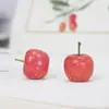 Chumfun Talla de Madera Pintada a Mano Manzana Pequeña Modelo de Fruta Artificial Adornos Decorativos Accesorios Manzana Verde Manzana Roja
