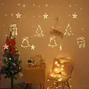 Fio de luz de cortina de estrela de cinco pontas, luz de cortina de estrela e lua, decoração de quarto de Natal, luzes coloridas de floco de neve, luzes piscantes para ambiente de acampamento ao ar livre