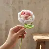 Venta al por mayor Hecho a mano de alta calidad Hilo Crochet Hecho a mano Flor Rosa Tejida a mano Flor Artificial Regalo para el Día de San Valentín Día del Maestro