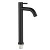 Grifo de acero inoxidable de una sola agua para lavabo, de montaje elevado, con boca recta y boquilla curva, grifo de cocina para lavabo, pintura negra