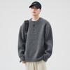 Llegada de Invierno Suéter Cálido de Cuello Redondo con Botones para Hombre Holgado Talla Grande Retro Simple Top