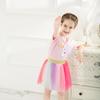 Vestido de verano para niñas 2020 Unicornio Traje de falda para niños falda arcoíris camiseta dos piezas vestido de princesa en stock