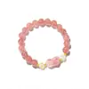 Obsidiana Natural Bestia Devoradora de Oro Cristal de Fresa Pixiu Pulsera de Círculo Único para Pareja Joyería de Pulsera Simple de Lujo Ligero