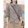 Nova Camisa Listrada Casual Versátil Slimming Estilo Coreano Solta para Mulheres Outono 2026, Design Único, Top Juvenil