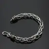 Pulseira Personalizada Artesanal em Prata de Lei S925, Estilo Punk Retro Simples Masculino, Presente para Namorado Pulseira de Prata Venda Direta da Fábrica