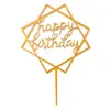 Bandera Decorativa para Pastel de Acrílico Tarjeta de Fiesta Feliz Cumpleaños Enchufe Decoración Creativa para Pastel Paquete de 10