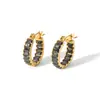 Pendientes de moda de lujo ligero estilo europeo y americano, pendientes de acero inoxidable chapado en oro de 18 quilates con circonitas cuadradas completas, pendientes de nicho de alta gama para mujer