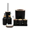 Set de Tocador Casual para Baño Kit Combinado de Accesorios para Baño Vaso para Cepillo de Dientes Utensilios para Dientes Botella de Loción para Lavado de Manos Caja de Bastoncillos de Algodón Bandeja