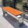 Sillas de Parque de Acero Inoxidable para Exteriores, Asientos de Hierro para Ocio de Madera-Plástico Anticorrosión para Exteriores, Bancos Largos, Bancos Dobles para Patio