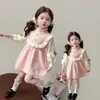 Vestido Jersey de Punto Estilo Coreano Pequeño Estilo Chanel para Niños Otoño/Invierno 2026 Nueva Llegada Moda Infantil Vestido Elegante para Niña Pequeña