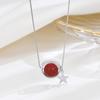 Colar de ágata vermelha com círculo e estrela de prata esterlina S925, joia elegante de nicho de alta qualidade, corrente de clavícula de cristal combinando para mulheres