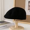 Gorra de Lana Simple Nueva para Otoño e Invierno para Mujer, Boina de Estilo Retro Británico, Sombrero de Artista Versátil que Afina el Rostro, Moderno