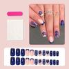 Unhas Postiças Quadradas Azuis Florais Europeias e Americanas Transfronteiriças com Acabamento de Luxo, Arte de Unhas Estilo Ins, Unhas Postiças, Unhas Prontas