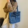 Bolsa Jeans Vintage para Mulheres 2026 Nova Tendência Fashion Grande Capacidade Bolsa para o Dia a Dia Casual Nicho Bolsa de Ombro Único Tote Bag
