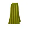 Falda Verde de Estilo Lujo Ligero y Elegante para Mujer Verano 2026 Nueva de Cintura Alta Adelgazante Fluida Versátil Falda Cola de Pez