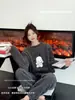 Pijama de Fleece Coral para Mulheres, Espessado Outono/Inverno Fofo Flanela Roupa de Casa, Pode Ser Usado Fora, Conjunto de Robe Cardigan de Manga Longa