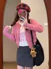 Cardigã de Tricô Cinza Estilo Coreano Feminino Outono Fino Simples Emagrecedor Manga Longa Gola Redonda Peça de Roupa Externa Simples Tamanho Único Preto