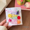 Pinzas para el pelo de niños de colores dulces, estilo japonés y coreano, con flores de dibujos animados de colores, pinzas para flequillo lateral para niñas y pasadores para bebés, accesorios para el pelo
