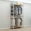 Perchero de Hierro Artístico de Estilo Abierto para Uso Doméstico Simple, Zapatero Metálico de Doble Capa, Ensamblaje de Estante de Armario