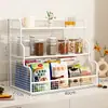 Prateleira de armazenamento multifuncional para mesa, porta-lanches e copos em camadas, organizador de bancada para sala de estar para sachês de chá, grãos de café e lanches