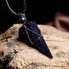 Colgante de péndulo de obsidiana natural, collar de cristal para hombre y mujer, diseño de estrella de seis puntas, joyería de cadena para suéter