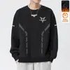 Moletom masculino com gola redonda e estampa, novo produto de outono e inverno, corte solto, forrado com fleece, gola redonda, manga longa, moderno, casual, peça básica versátil para homens estilosos