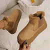 Botas de Neve Espessas com Solado Grosso, Estilo Europeu e Americano, Cor Sólida, de Calçar, Forradas com Lã, para Mulheres, com Bico Redondo e Elástico, Botas de Algodão, Novas para Outono e Inverno de 2025
